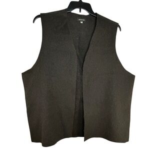 Eskandar Wool‎ Cashmere Vest Dark Brown Black Minimalist Quiet Luxury Size 0 OS